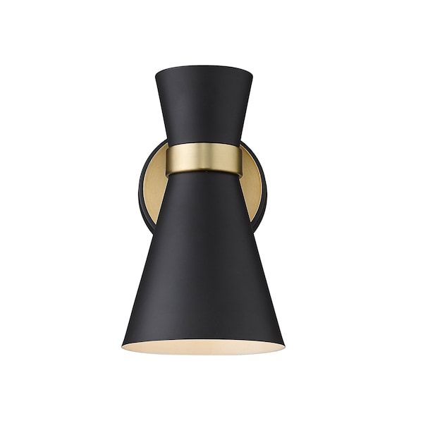Z-Lite Soriano 1 Light Wall Sconce, Matte Black & Heritage Brass 728-1S-MB-HBR - main